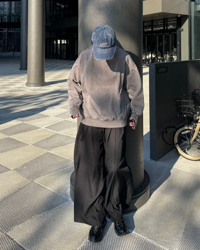 【即納】ワイドシルエットフェイクポケットプリーツパンツ K0355