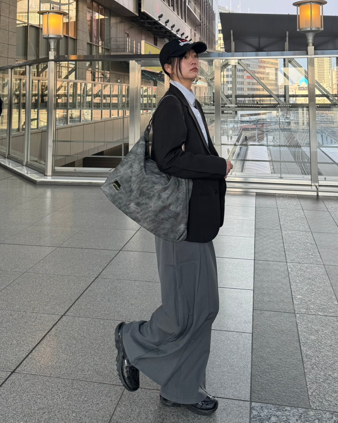 ワイドシルエットフェイクポケットプリーツパンツ K0355