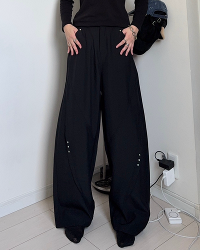 【再販】スタッズデザインワイドパンツ K0374