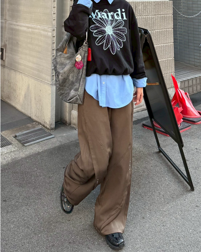 【再販】スタッズデザインワイドパンツ K0374