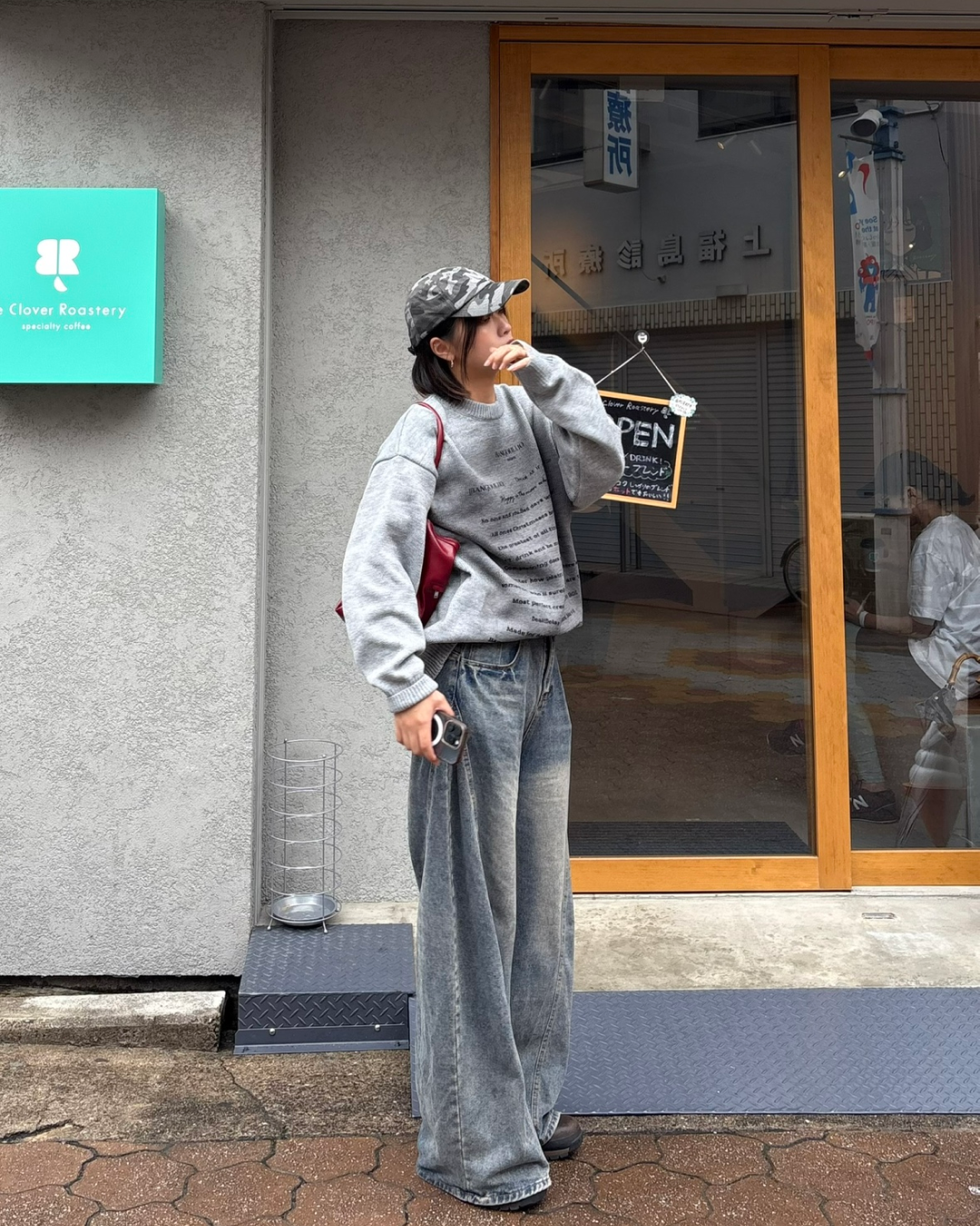 レトロウォッシュワイドレッグパンツ K1042