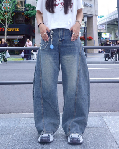 レトロウォッシュワイドレッグパンツ K1042