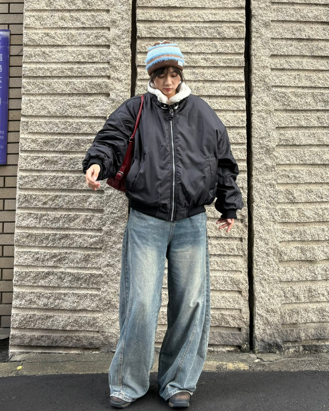 レトロウォッシュワイドレッグパンツ K1042