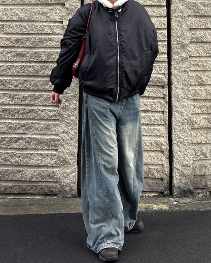 レトロウォッシュワイドレッグパンツ K1042