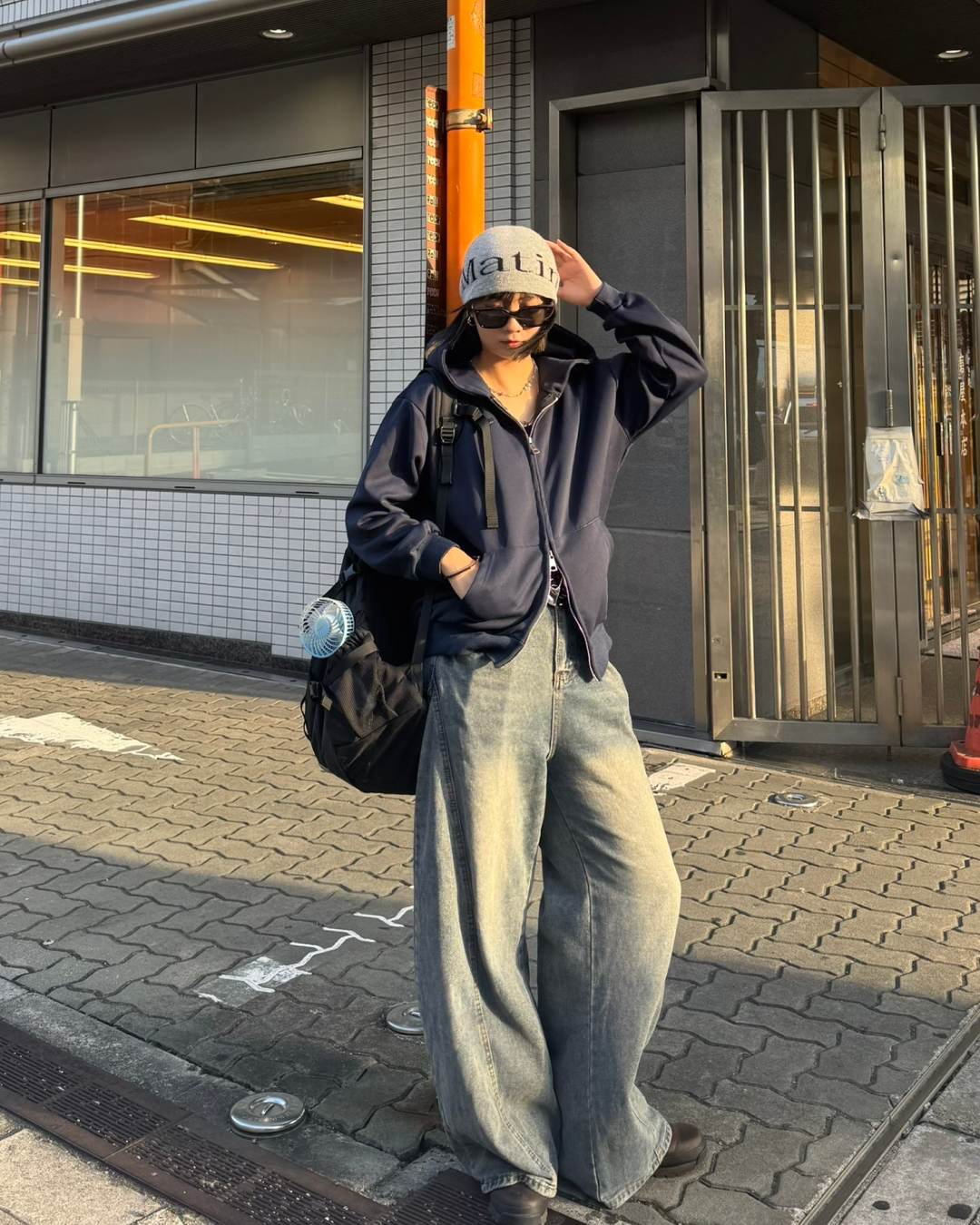 レトロウォッシュワイドレッグパンツ K1042