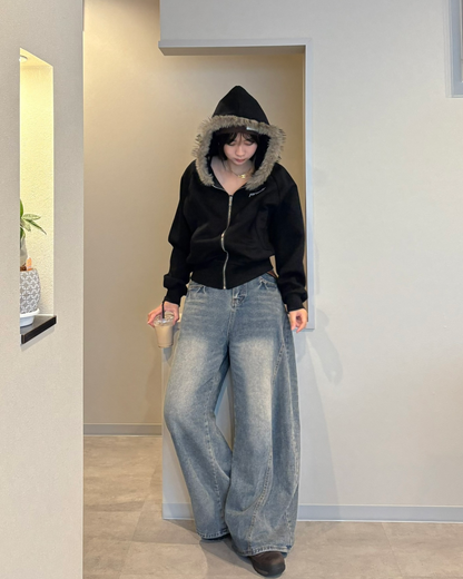 レトロウォッシュワイドレッグパンツ K1042