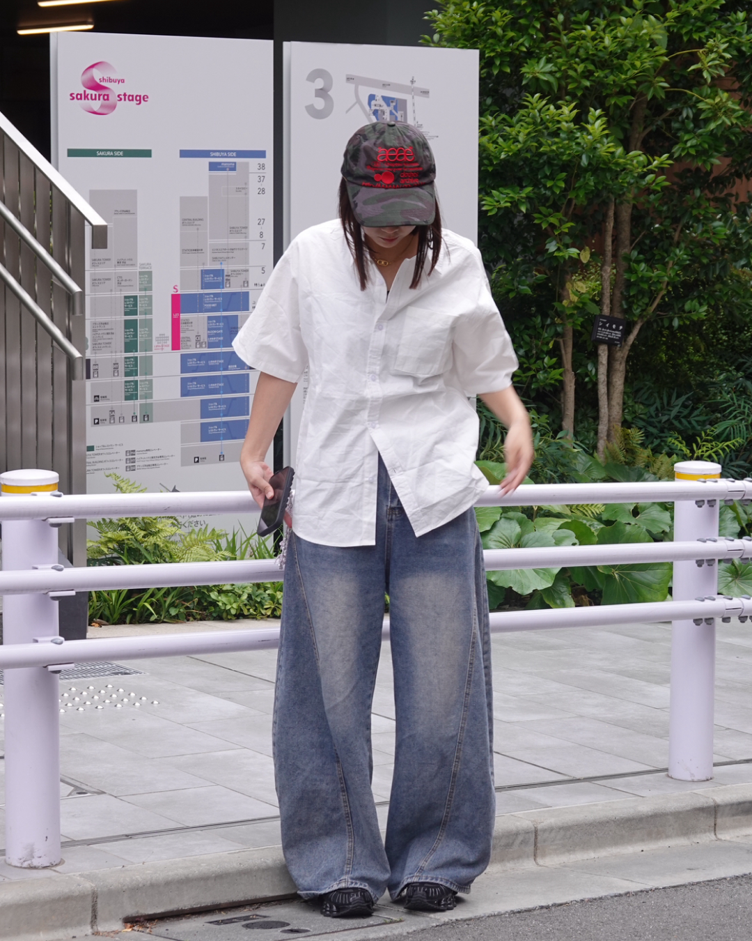 【即納】レトロウォッシュワイドレッグパンツ K1042
