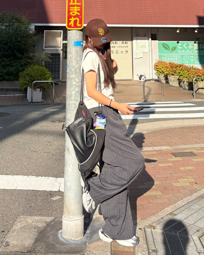 ストライプタックワイドパンツ K1049