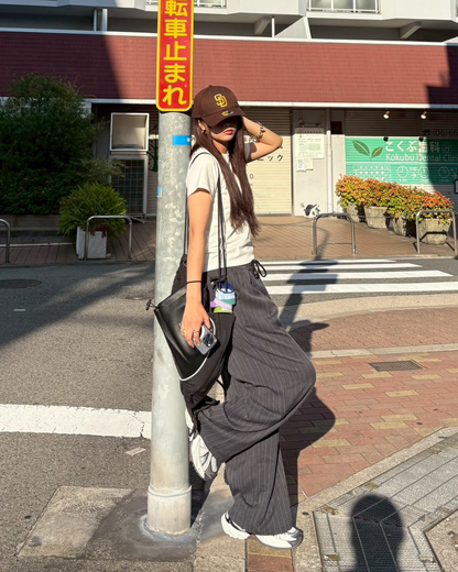 ストライプタックワイドパンツ K1049
