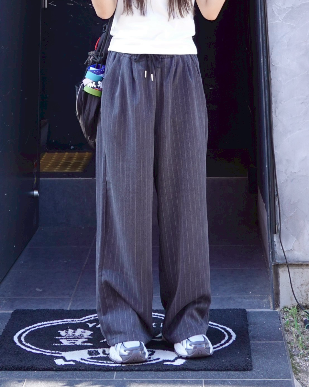 ストライプタックワイドパンツ K1049