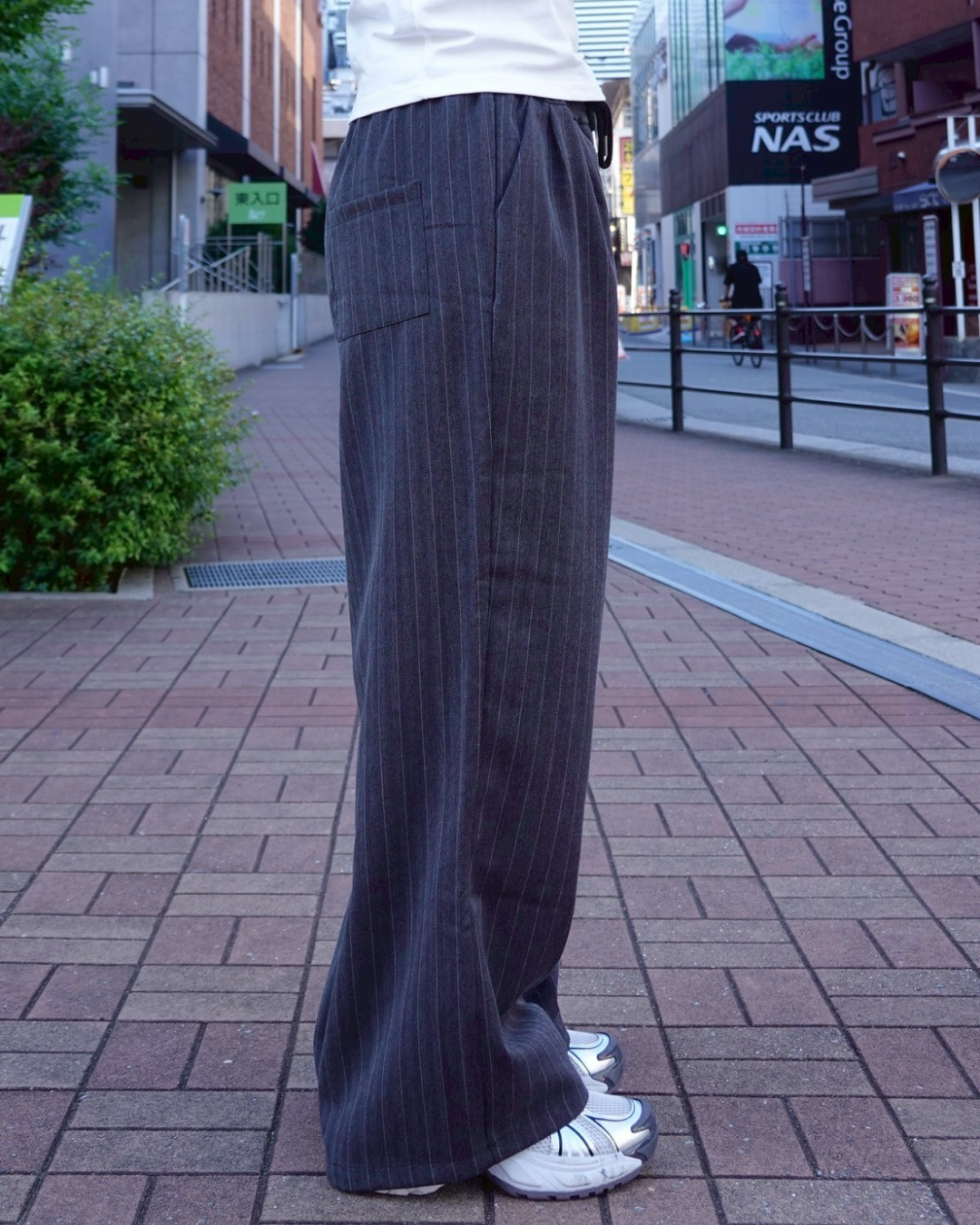 ストライプタックワイドパンツ K1049