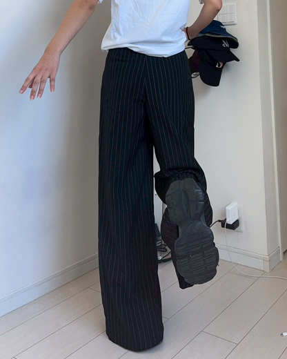 SeekSole ダークグレー ストライプ スラックス SeekSole ダークグレー SeekSole ダークグレー ストライプ スラックス SeekSole ダークグレー