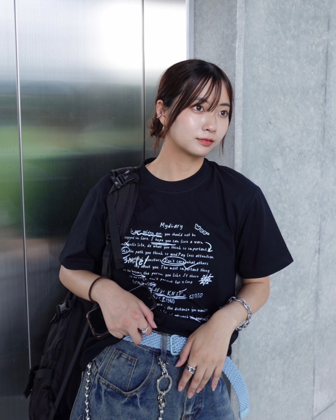 レタリングコットンTシャツ K1069