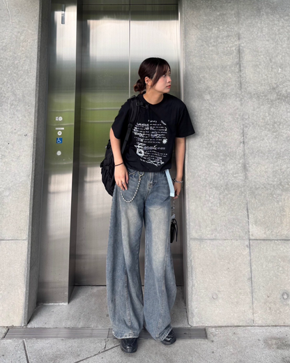 レタリングコットンTシャツ K1069