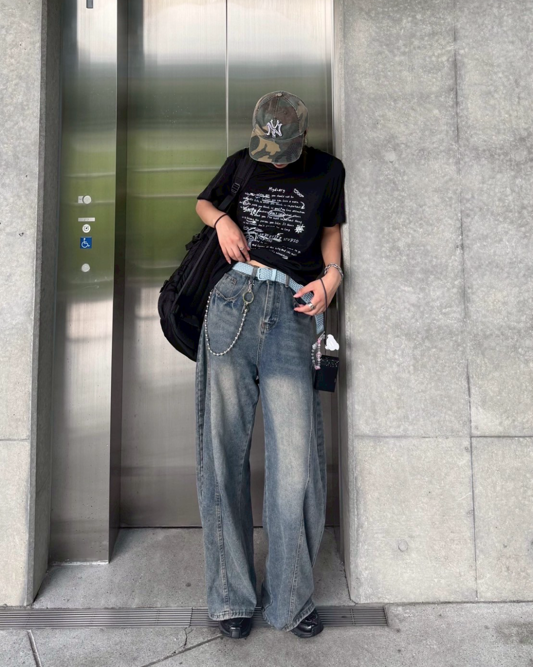 レタリングコットンTシャツ K1069