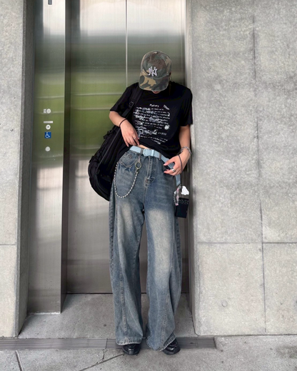 レタリングコットンTシャツ K1069