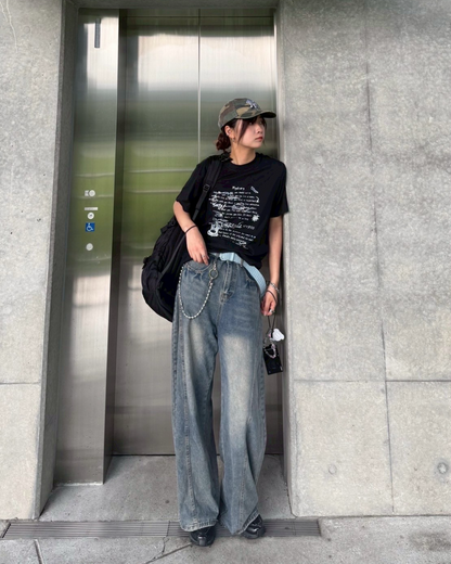 レタリングコットンTシャツ K1069