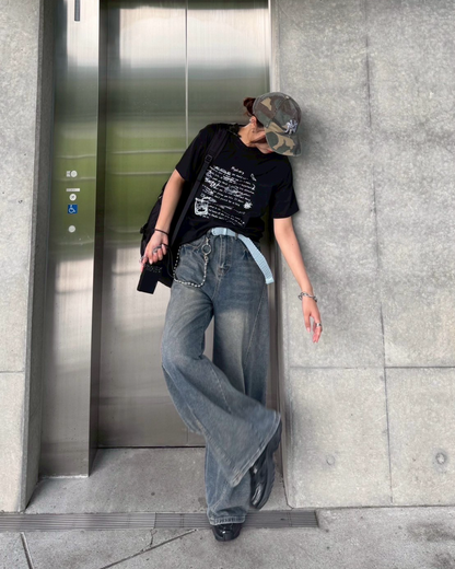 レタリングコットンTシャツ K1069