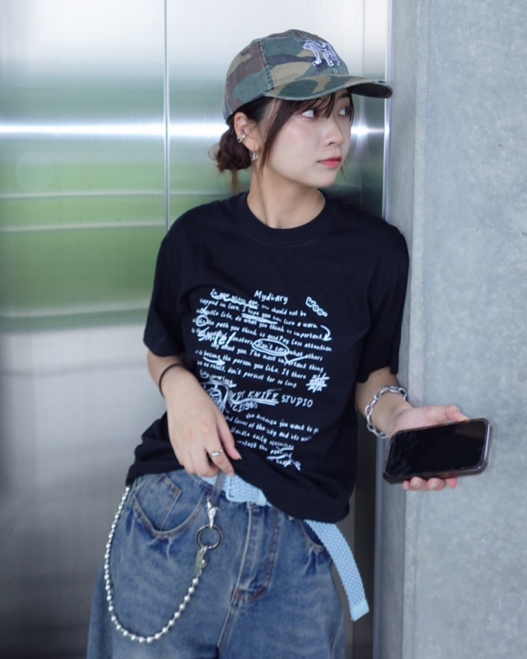レタリングコットンTシャツ K1069