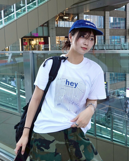 ストライプレタープリントTシャツ K1071