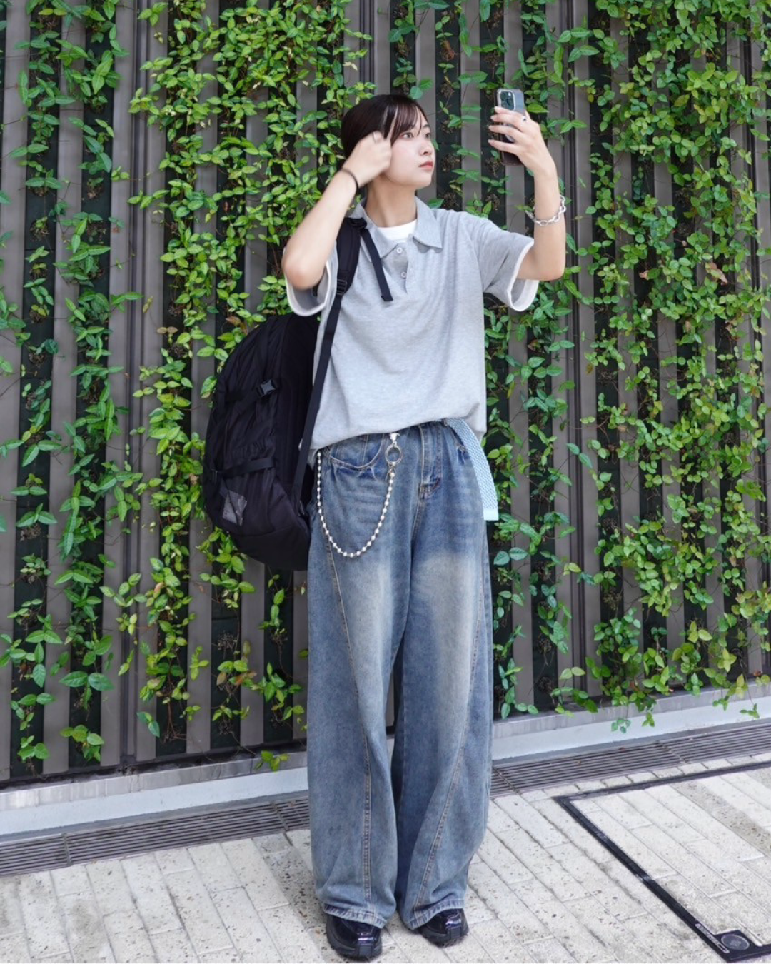 レイヤードルーズポロシャツ K1073