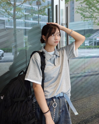 レイヤードルーズポロシャツ K1073