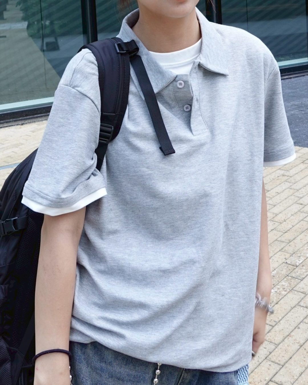 レイヤードルーズポロシャツ K1073