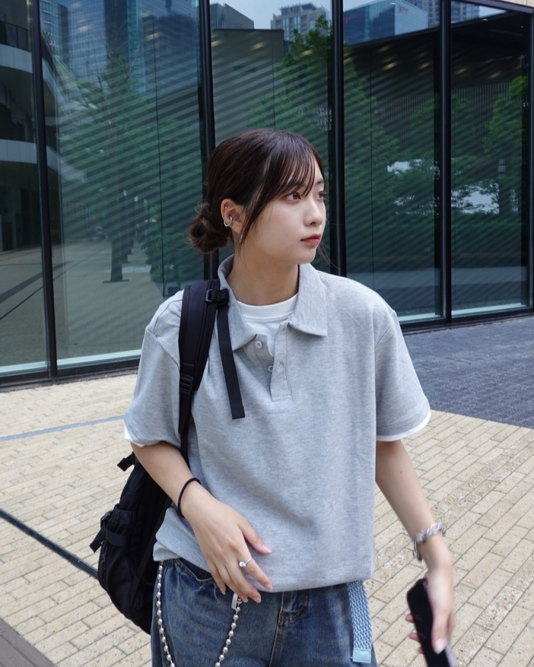 レイヤードルーズポロシャツ K1073