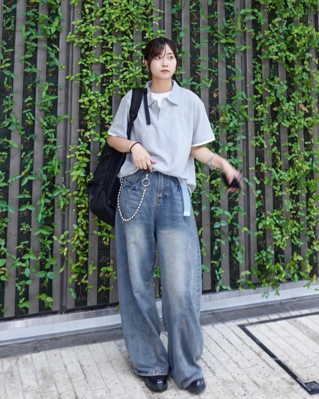 レイヤードルーズポロシャツ K1073