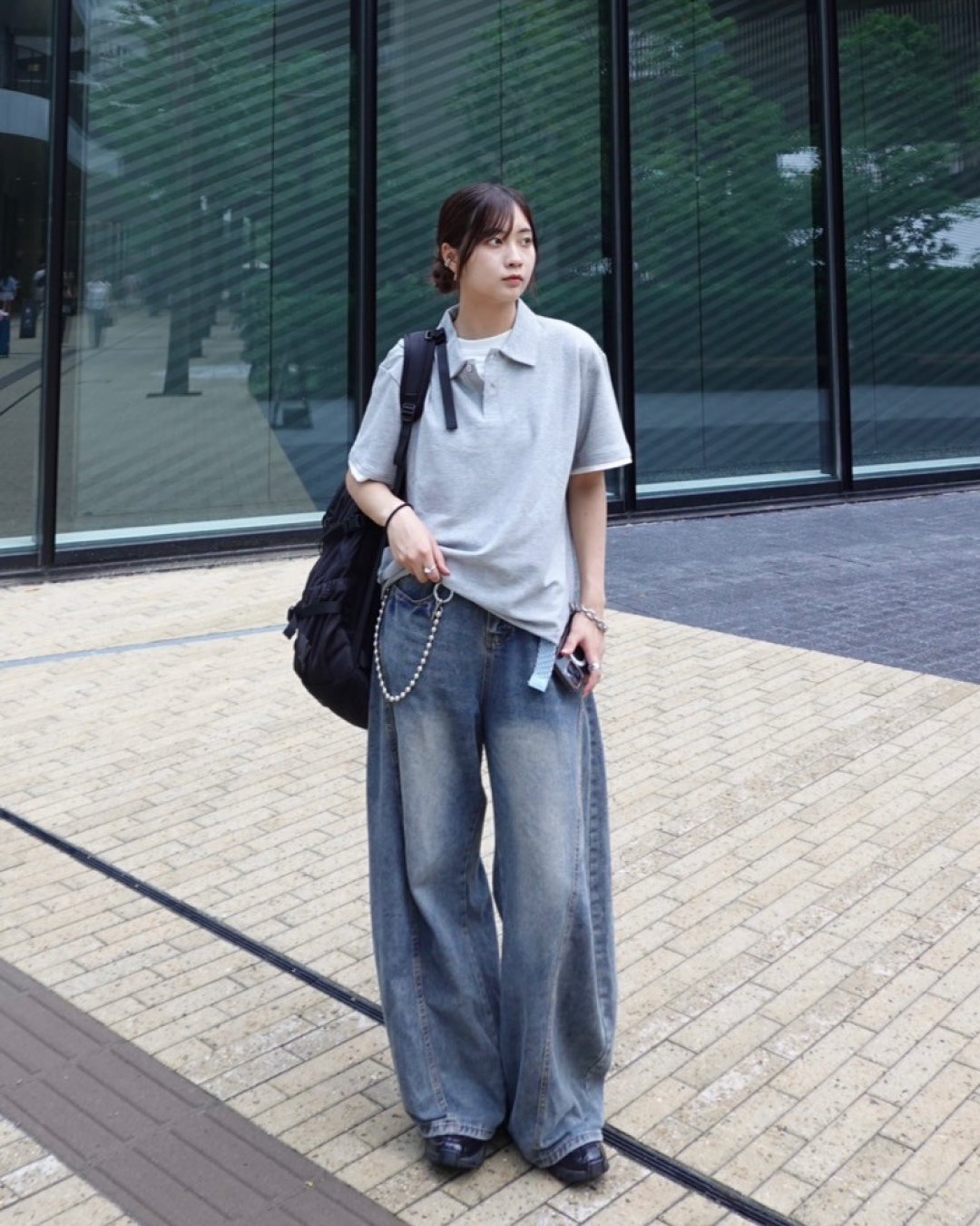 レイヤードルーズポロシャツ K1073