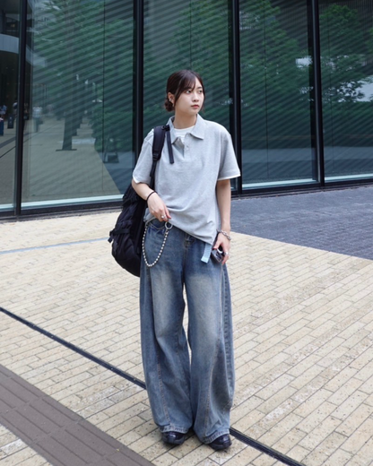 レイヤードルーズポロシャツ K1073