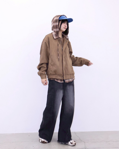 ウォッシュブラックワイドデニムパンツ K1090
