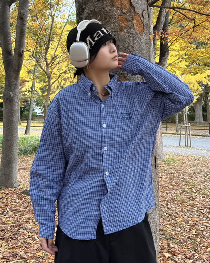 ポイント刺繍チェックシャツ K1133