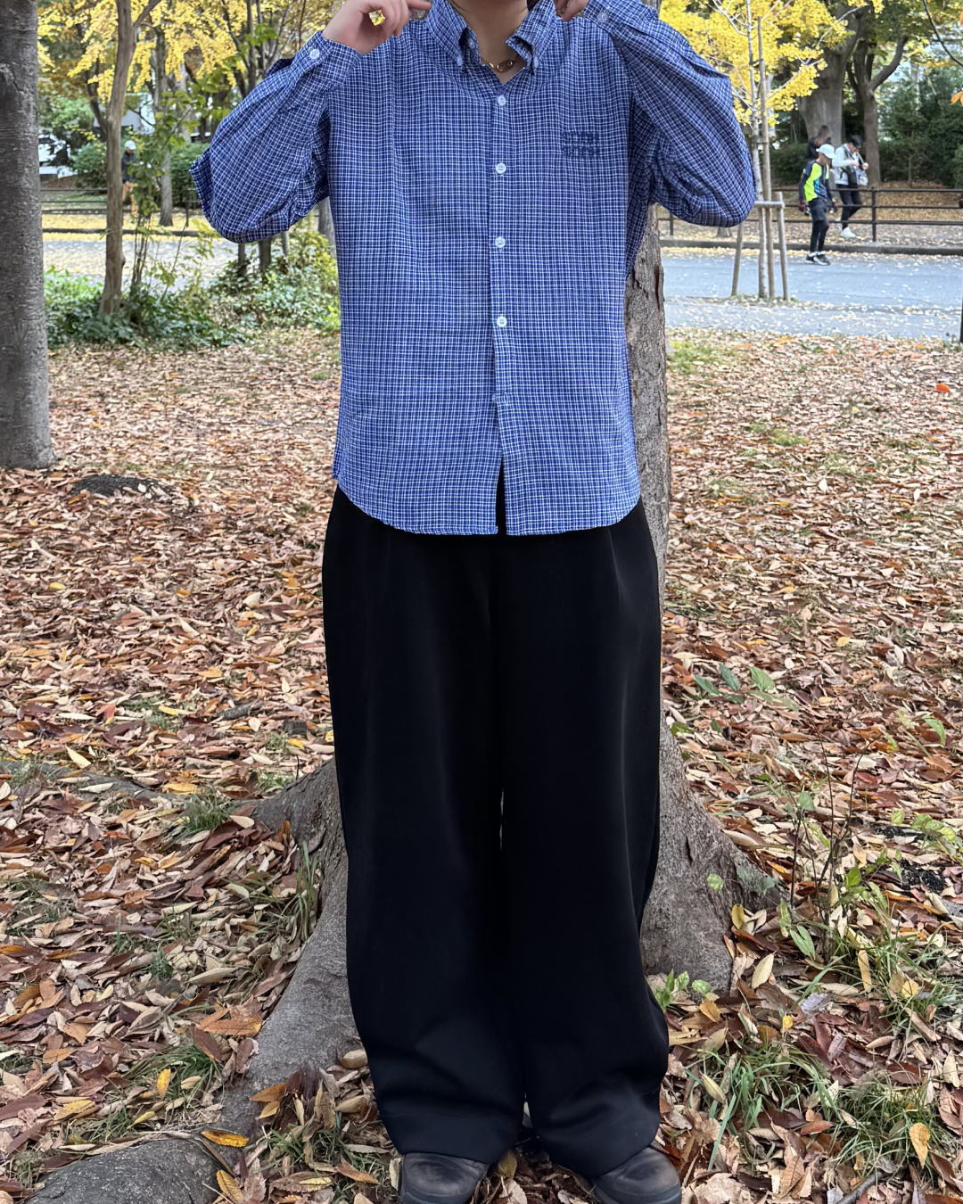 ポイント刺繍チェックシャツ K1133