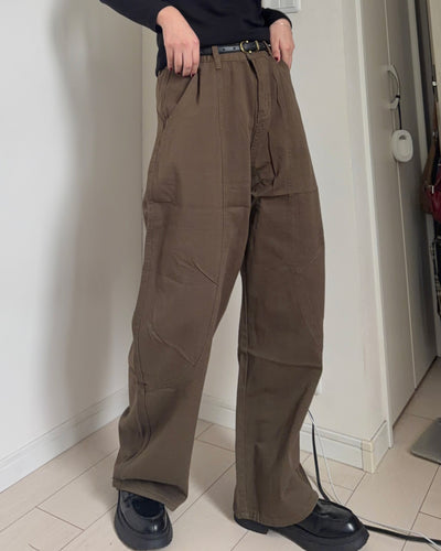 レトロワイドレッグカーキパンツ K3076