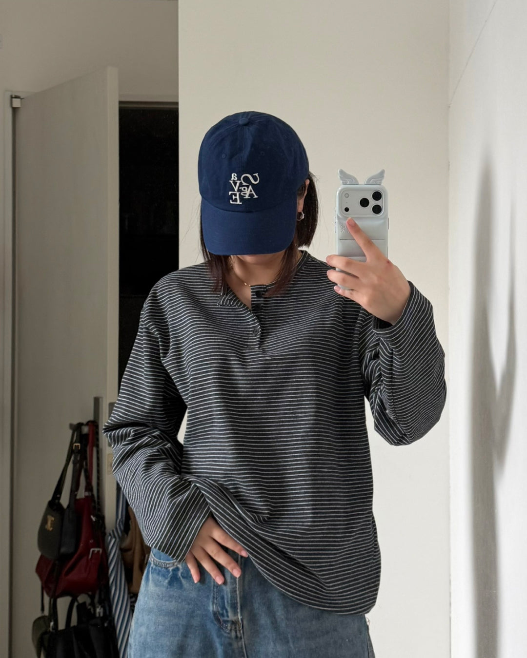 ヘンリーネックボーダーカットソー K3089