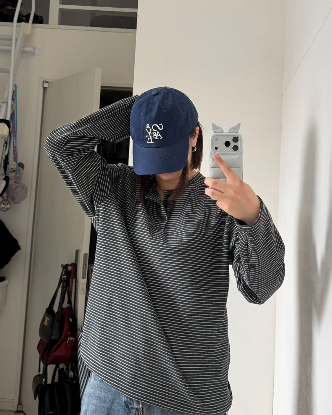 ヘンリーネックボーダーカットソー K3089