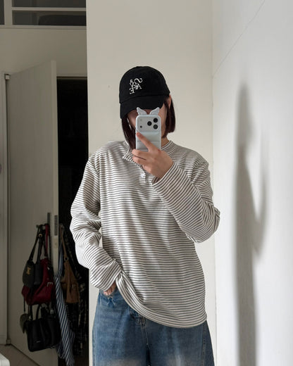 ヘンリーネックボーダーカットソー K3089