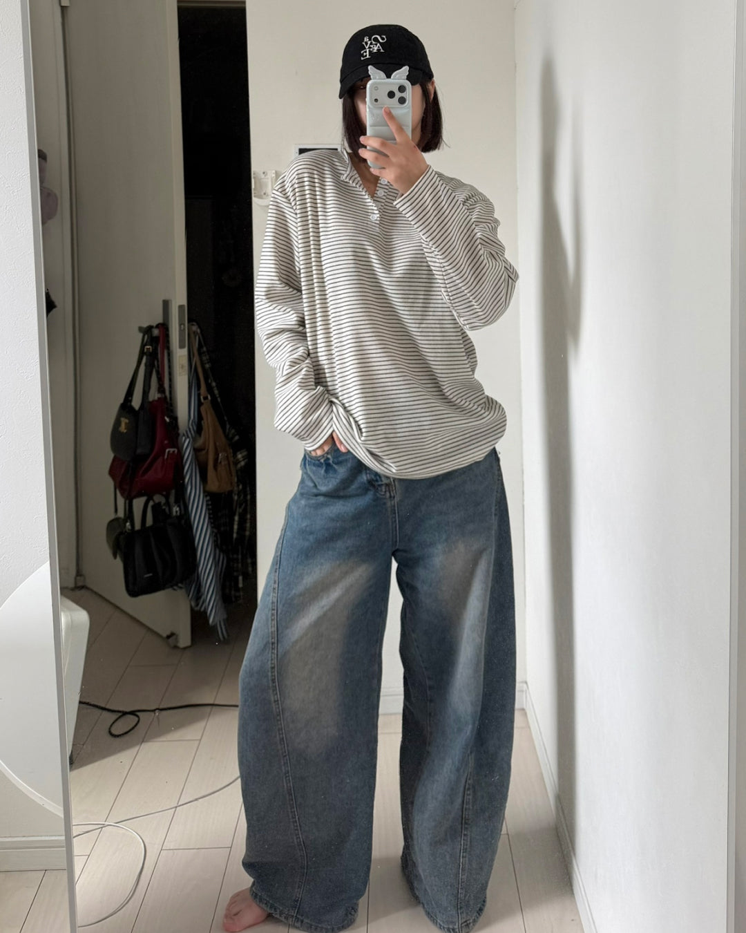 ヘンリーネックボーダーカットソー K3089