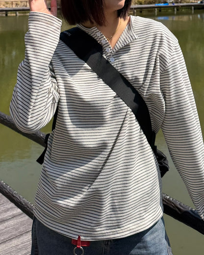 ヘンリーネックボーダーカットソー K3089