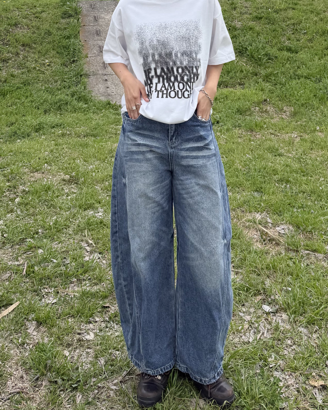 グラフィックプリントルーズTシャツ K3136