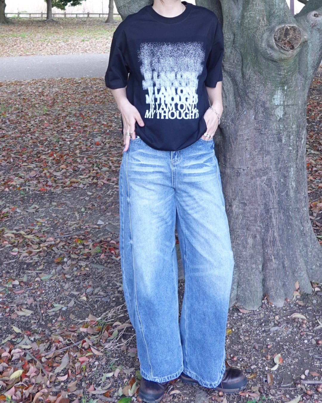 グラフィックプリントルーズTシャツ K3136