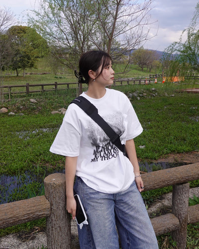 グラフィックプリントルーズTシャツ K3136