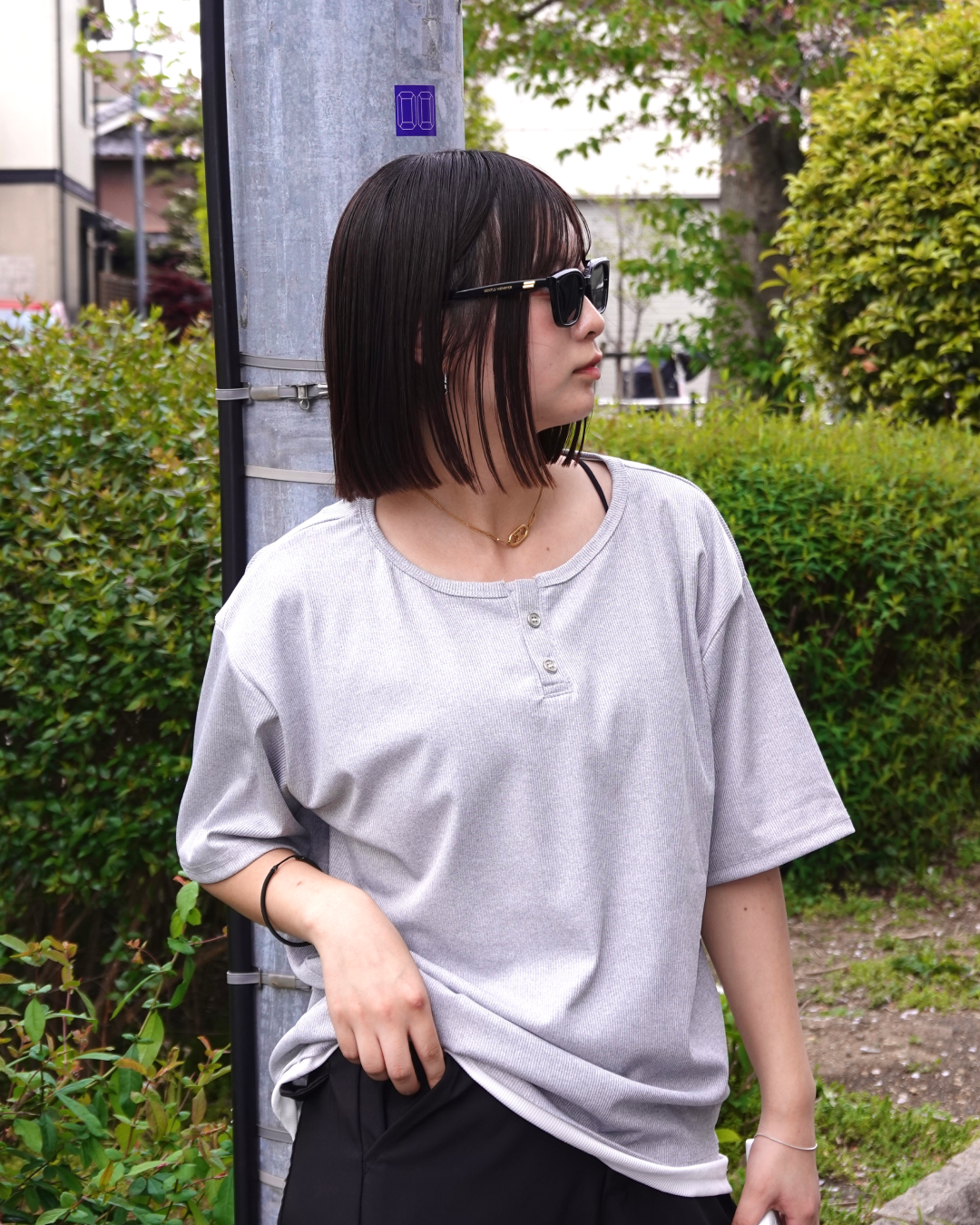 ヘンリーネックリブTシャツ K3137