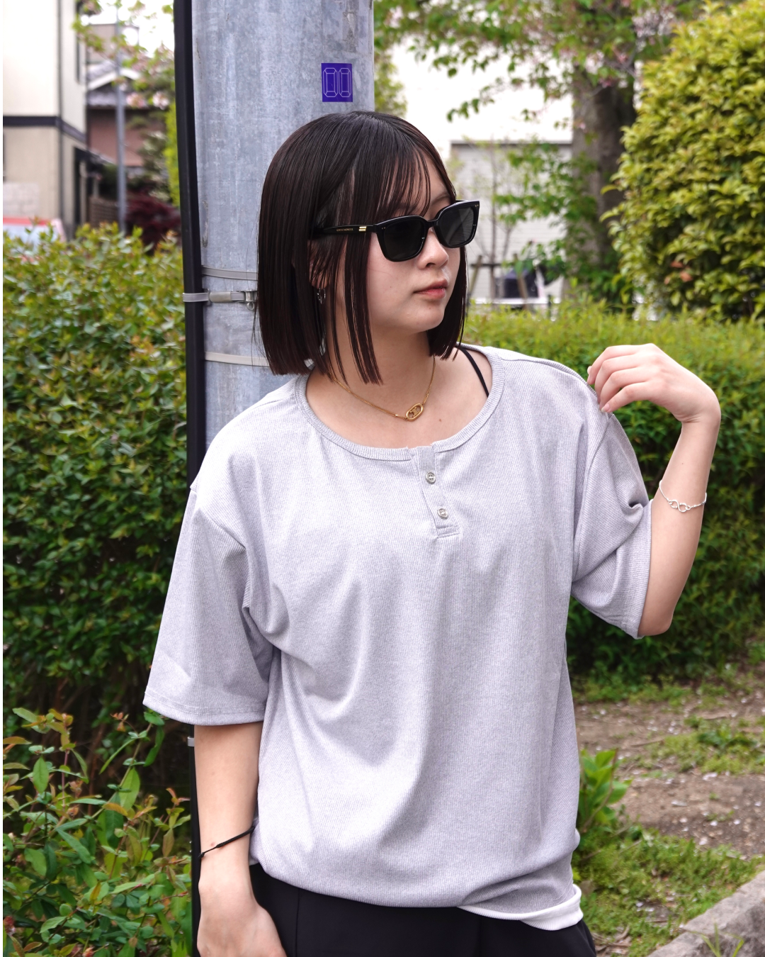 ヘンリーネックリブTシャツ K3137