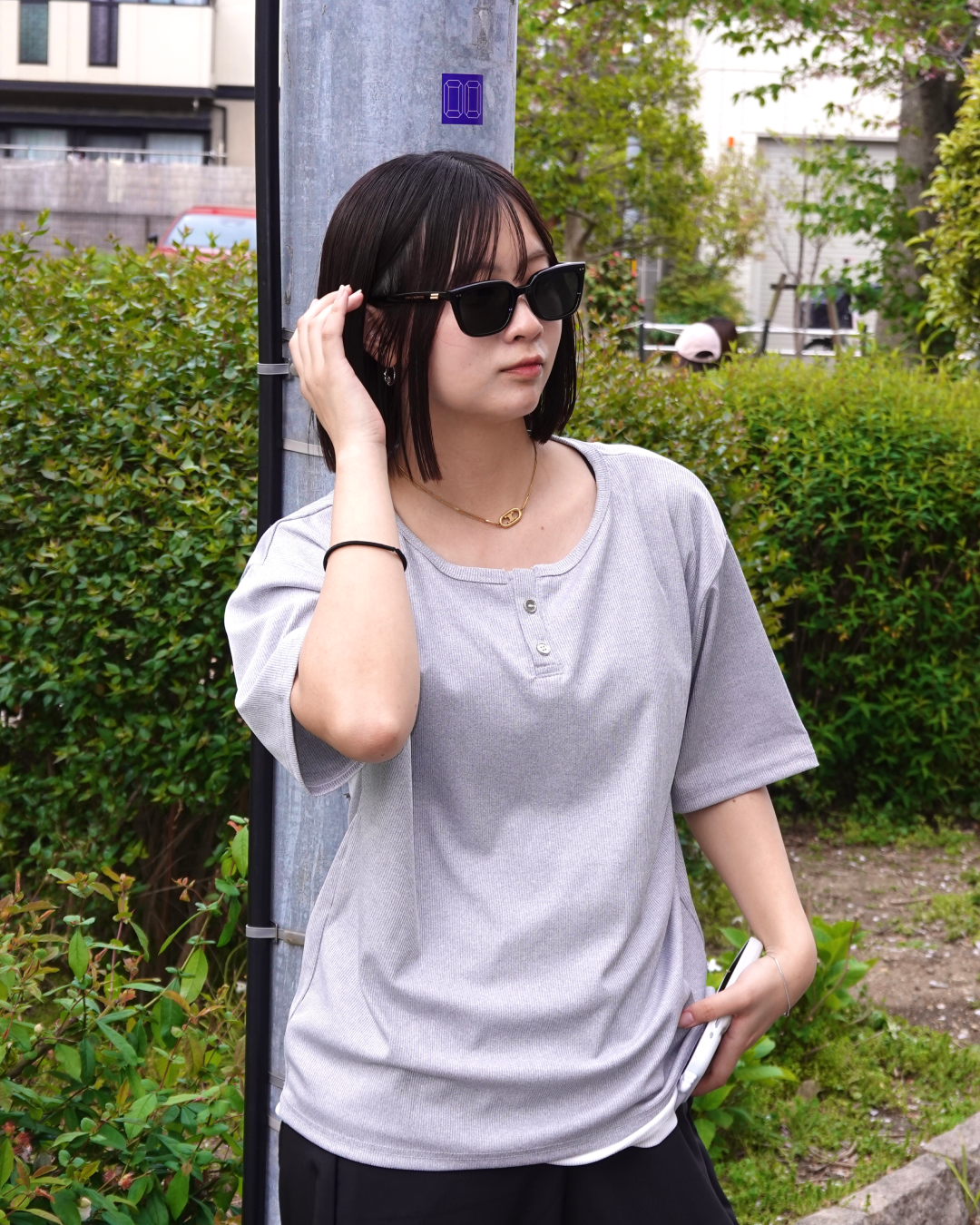 ヘンリーネックリブTシャツ K3137