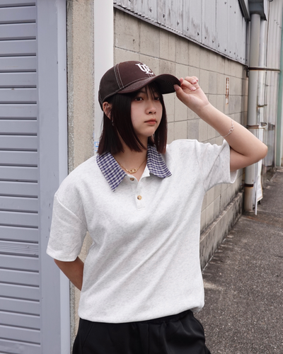 2ピースフロントショルダーラペルTシャツ K3143