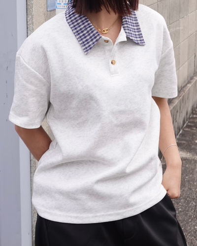2ピースフロントショルダーラペルTシャツ K3143