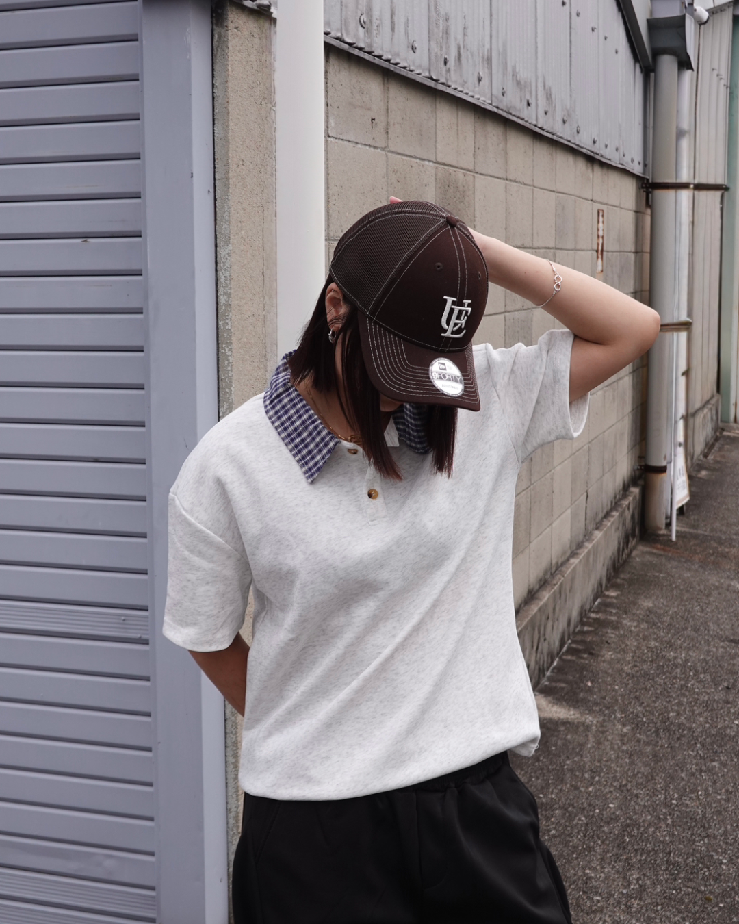 2ピースフロントショルダーラペルTシャツ K3143