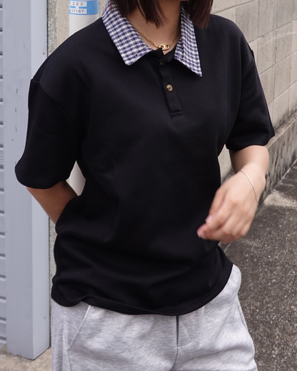 2ピースフロントショルダーラペルTシャツ K3143